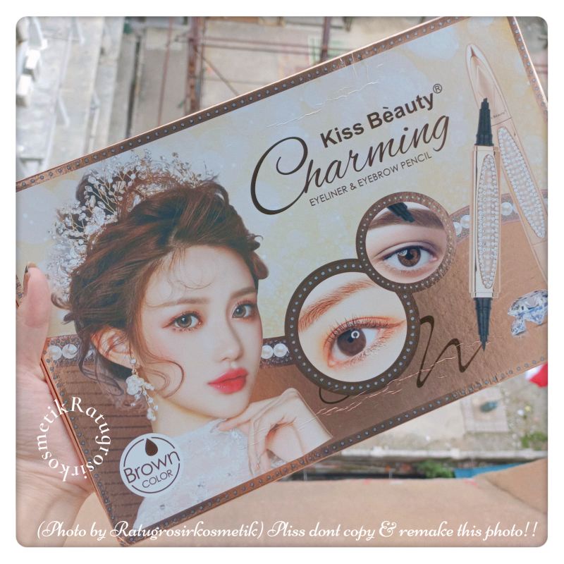 PROMO ECER!!!EYELINER+EYEBROW PENCIL CHARMING 2IN1 KISS BEAUTY NO.59060