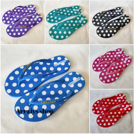 Swallow Polkadot Sandal Japit Wanita Sendal Jepit Cewek Pink Biru