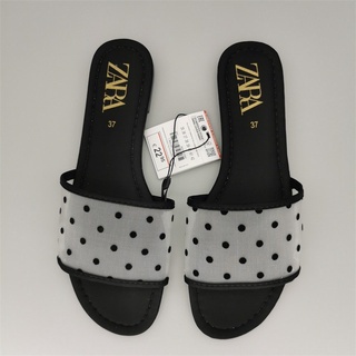 [IMPORTTMURAH] READY!!! SANDAL WANITA FLAT Z4RA DOUBLE STRAP MOTIF MUTIARA IMPORT PREMIUM #188906