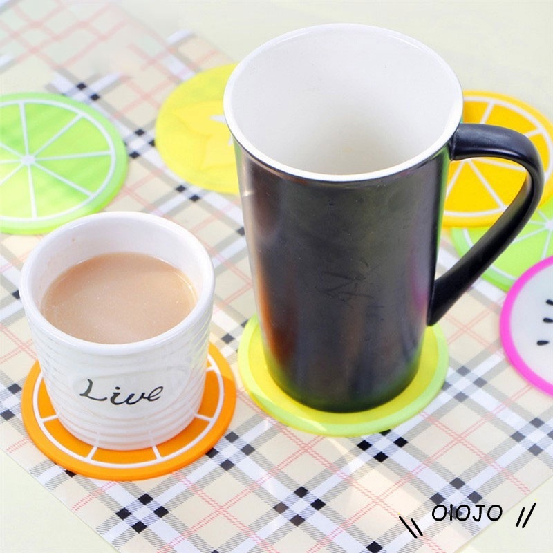 Fruit Shape Silica Gel Cup Glass Mat Tatakan Gelas Cangkir Motif Buah - ol