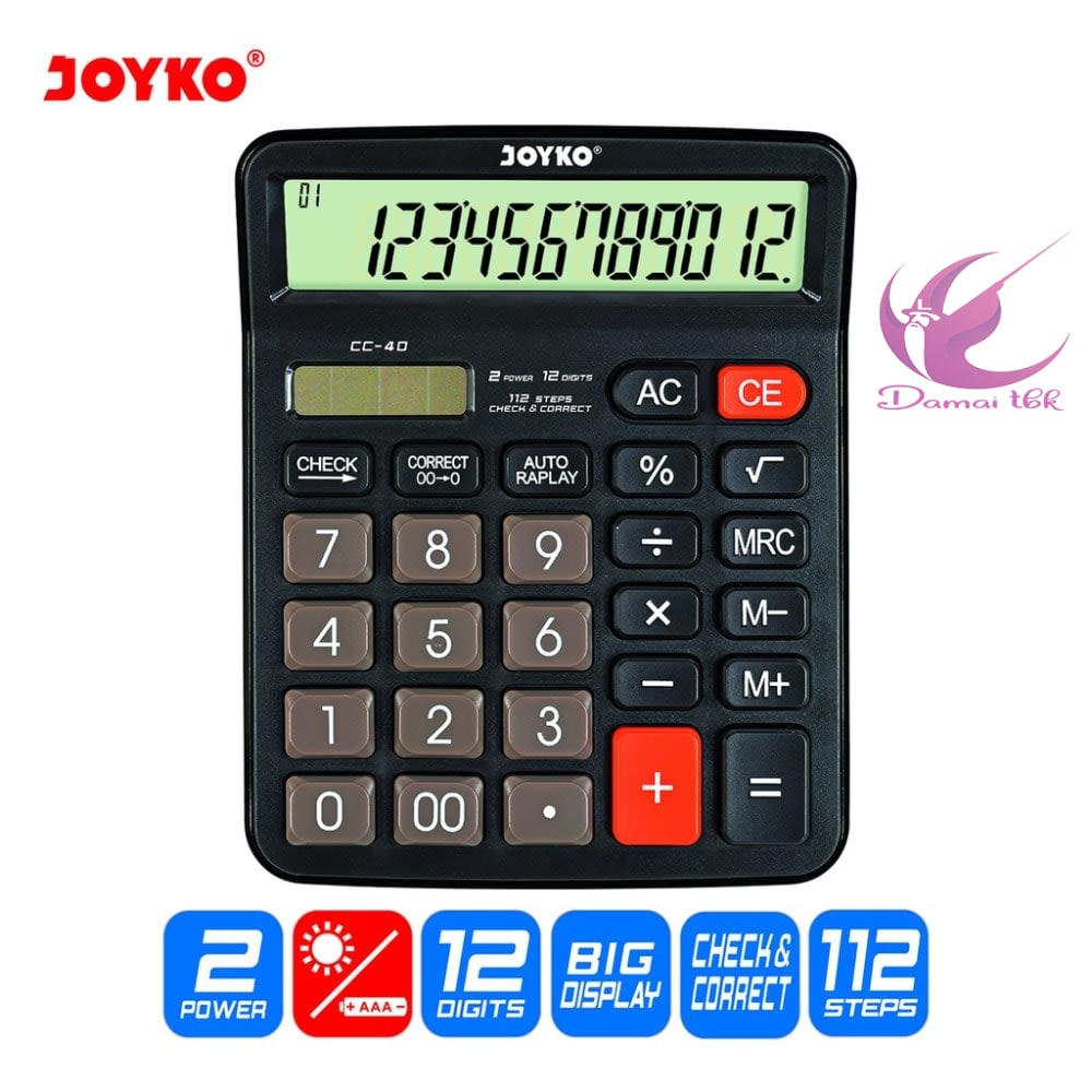 

Kalkulator Joyko CC-40 12 Digits Check Correct