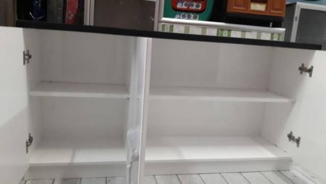 KITCHEN SET ATAS  3 PINTU PUTIH HITAM/ RAK DAPUR KAYU 3 PINTU / RAK DAPUR ATAS RAK DAPUR GANTUNG