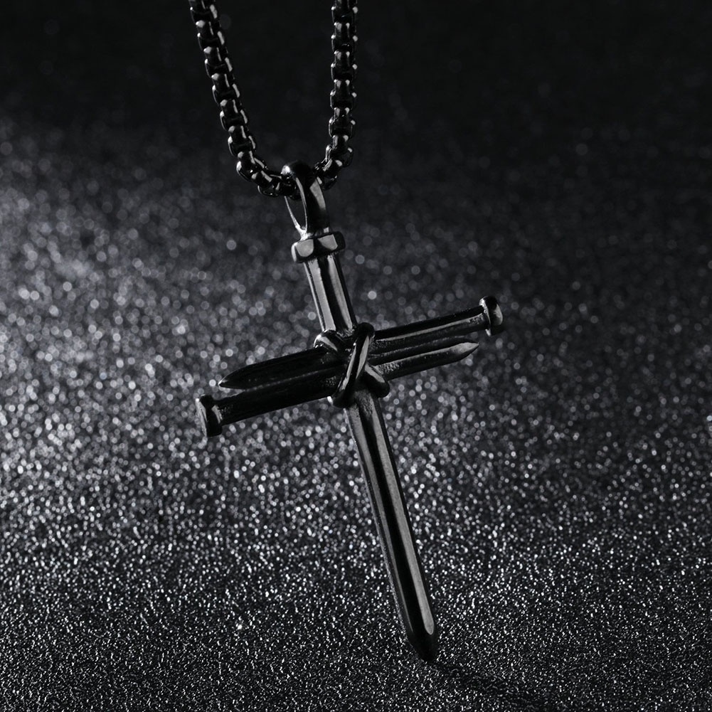 [Jianxin] Fashion Man Women Titanium Steel Cross Pendant Long Chain Necklace Jewelry Gift