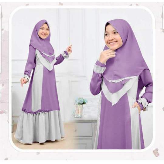 HOPYLOVY -  Gamis Anak Perempuan Two Tone Adira