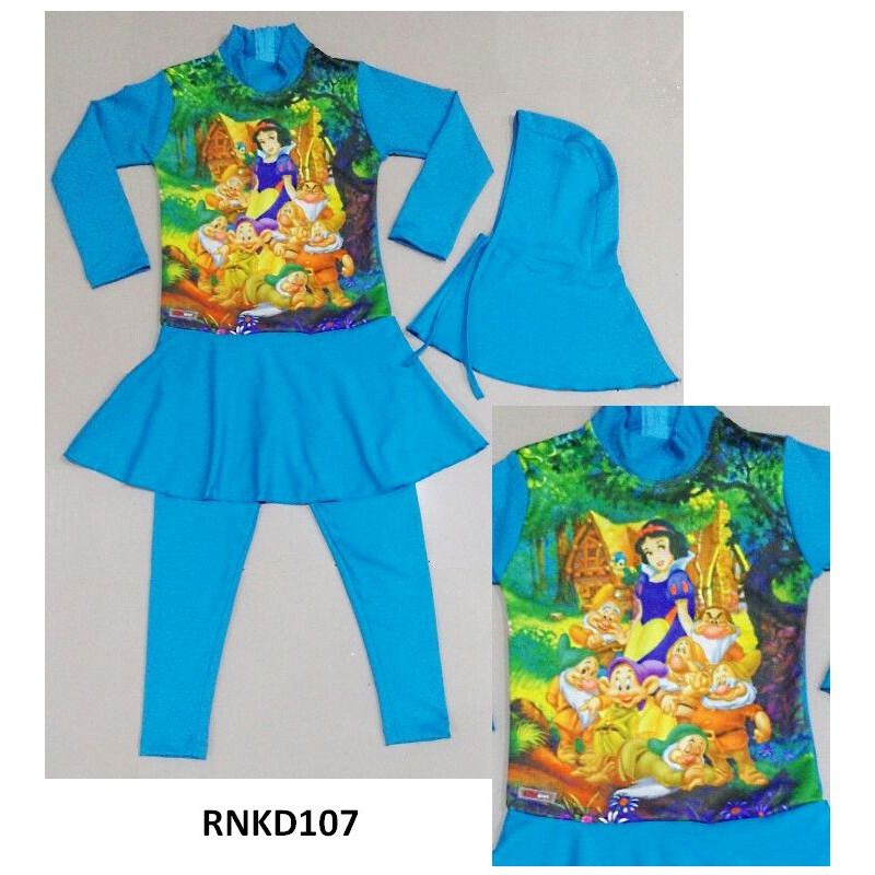 RNKD107 - Baju Renang Anak Muslim Snow White Blue..