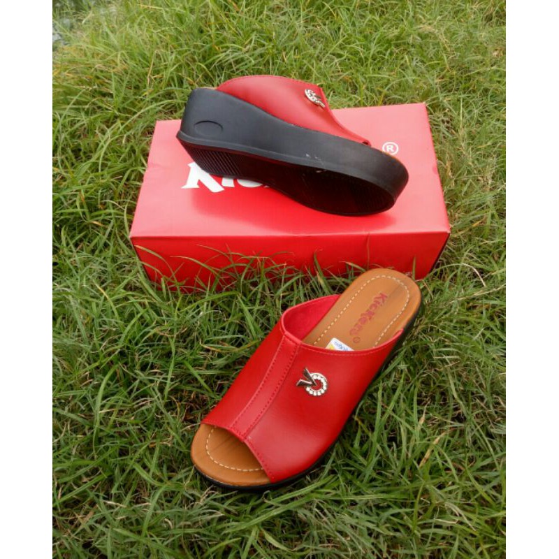 sandal wanita santai heel 5 centi merah 002