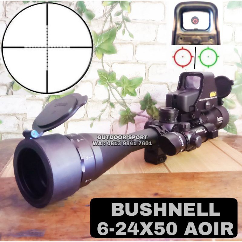 Telescope Bushnell 6-24x50 AOIR + Holosight Red Green Dot + Laser Scope - Teleskop