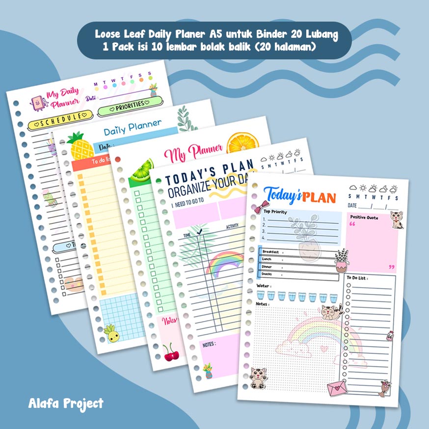 

Alafaproject Kertas Binder A5 20 Lubang Daily Planner