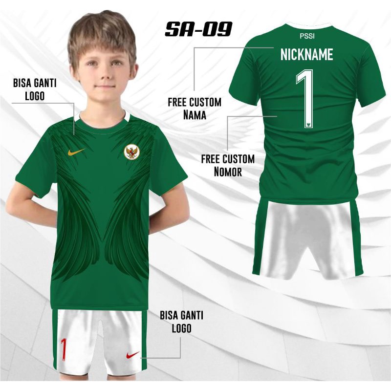 setelan jersey anak timnas indonesia free nama dan logo