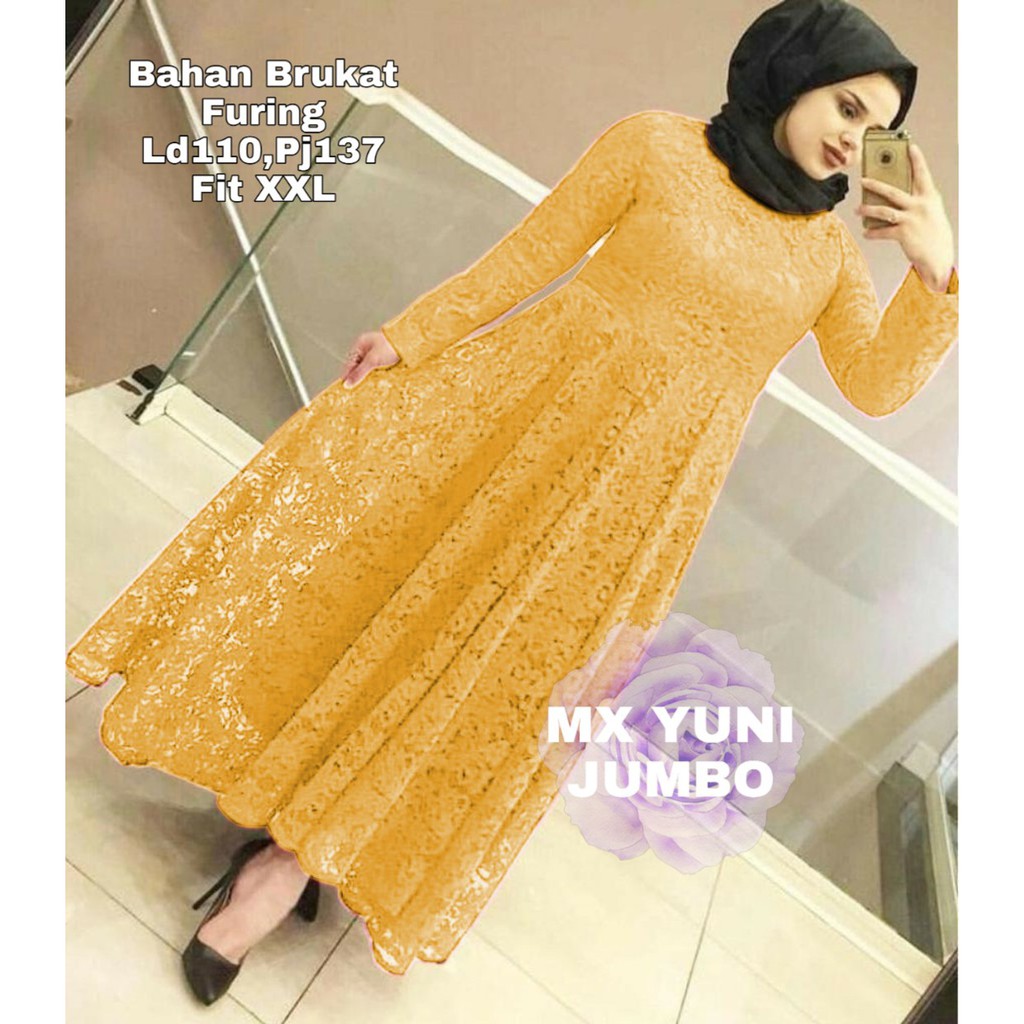 INDOBEST 2XL / XXL BRUKAT DRESS MEWAH YUNI / JUMBO SIZE / GAUN PESTA FORMAL