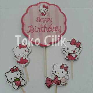 Tusukan topper hiasan  aksesoris karakter hello  kitty  HBD 