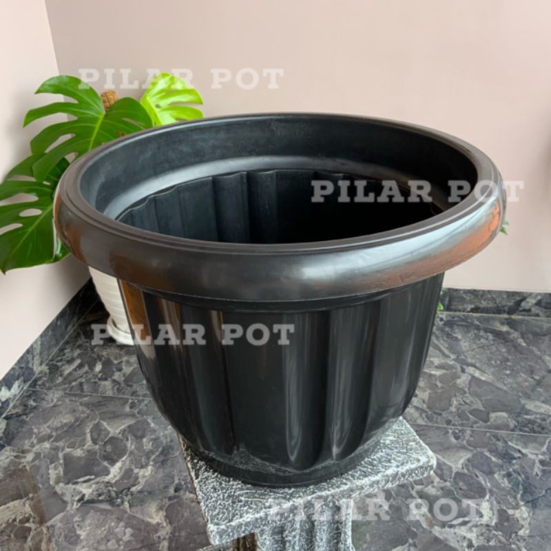 pot bunga tanaman plastik hitam 50cm - besar