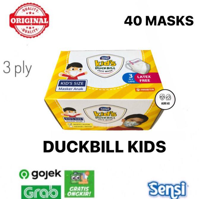 ( BISA COD ) Masker Sensi Duckbill Anak isi 40 pcs - Putih CUCI GUDANG [Kode 1|Kode 2|Kode 3|Kode