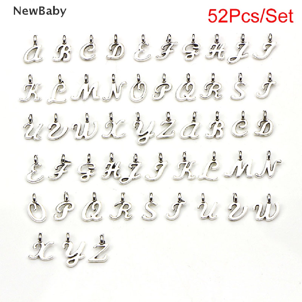 52pcs / Set Liontin Silver Tibet Bentuk 26 Huruf A-Z Untuk Perhiasan DIY