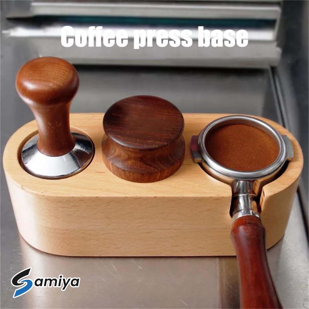 wooden tamping mat / dudukan kayu tamper portafilter / coffee press base wood tamper holder barista