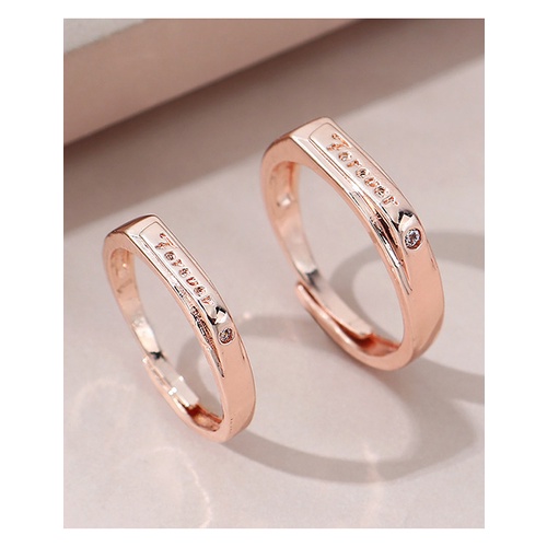 LRC Cincin Fashion Rose Gold Love Lettering Ring Set Y65677