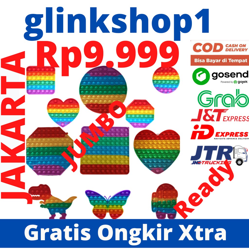 glinkshop1 COD Pop it Unicorn Square Rainbow Octopus Crab Lobster Nanas Tie Dye Marble Degradasi