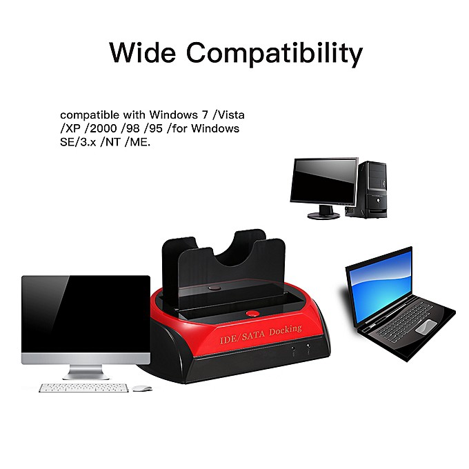 Docking Station Dual Hard Disk Drive HDD 2.5 Inch 3.5 Inch IDE / SATA