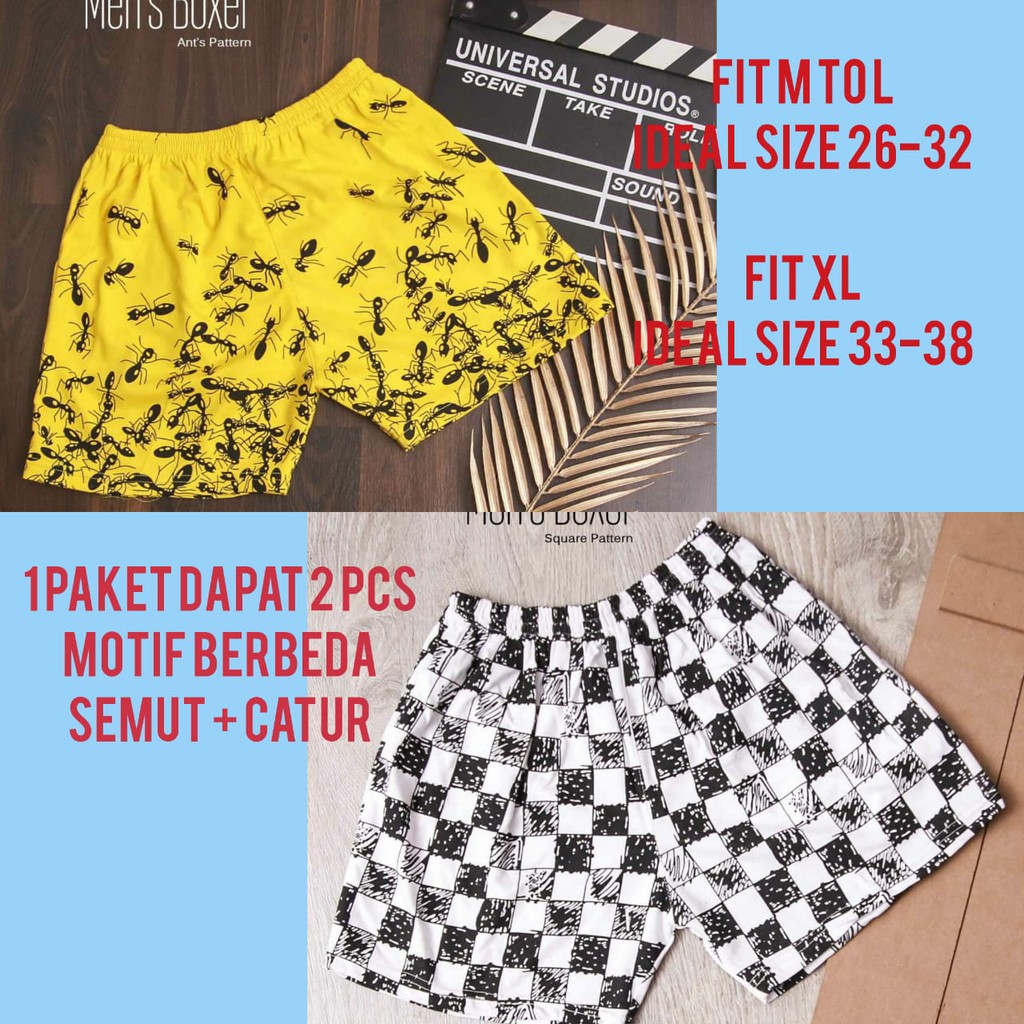 1 PAKET DAPAT 2 PCS / BISA COD / CELANA BOXER PRIA - POLILE781