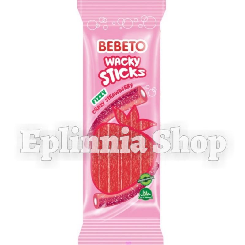 

Bebeto Wacky Sticks Fizzy Crazy Strawberry 180 gr - Permen