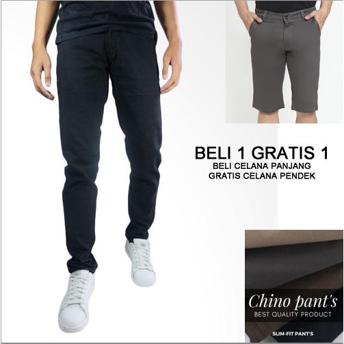 BELI 1 DAPAT 1 CELANA PRIA SLIMFIT PANJANG CHINO KERJA MUSIM GUGUR NYAMAN SAAT DINGIN FREE 1 CLN PDK