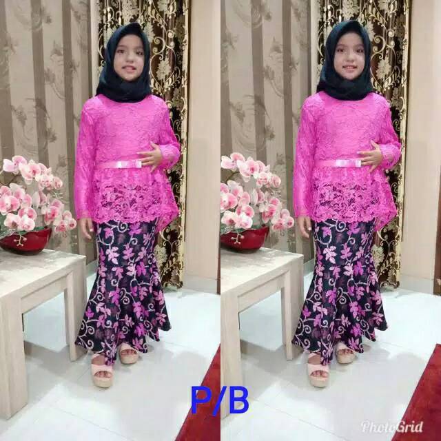 Kebaya Kutubaru Anak Kebaya Brukat Anak Warna Gold,Navy,Maroon,Pink,Abu Kebaya