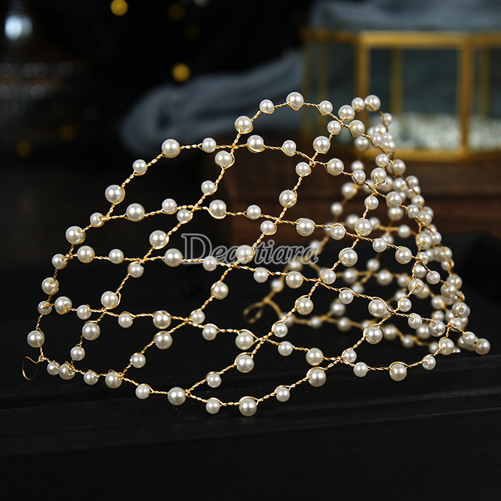 New Mesh Bridal Pearl Hairband Headdress, Wedding Dress Accessories, French Elegant Bridal Jewelry