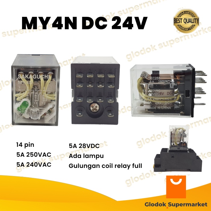 Relay MY4N DC 24V 14 pin Riley 24 Volt 14p 5a