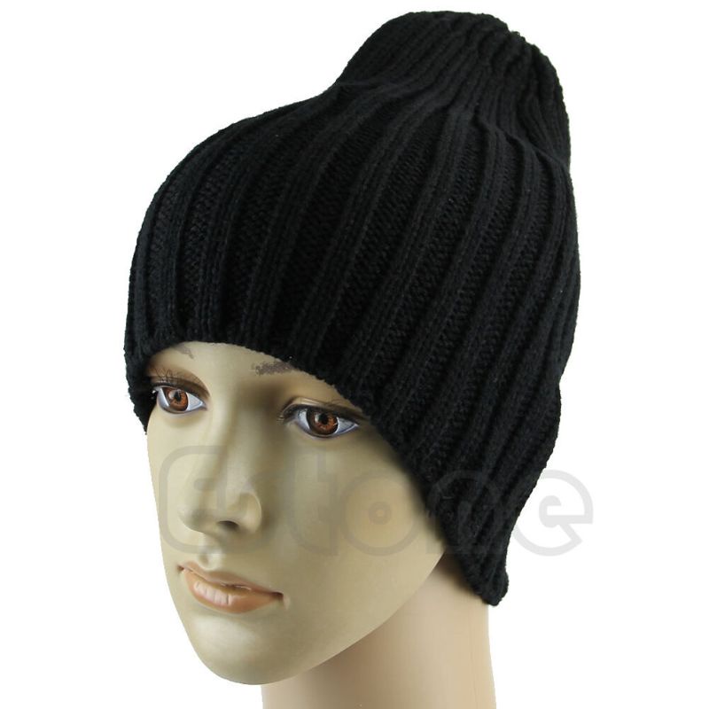 Zzz Pria Wanita Bolak Balik Baggy Oversized Musim Dingin Hangat Ski Rajut Beanie Unisex Hat