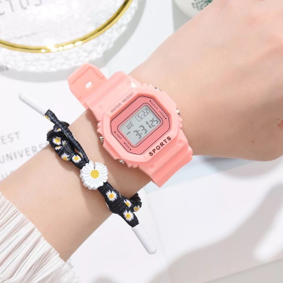 Jam Tangan Elektronik Motif Bunga Daisy Kecil Anti Air Untuk Wanita / Jam Tangan Motif Bunga