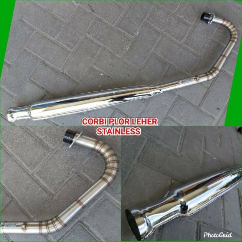 KNALPOT CB125 CORBI PLOR PEDES LEHER CACING STAINLESS STEINLESS