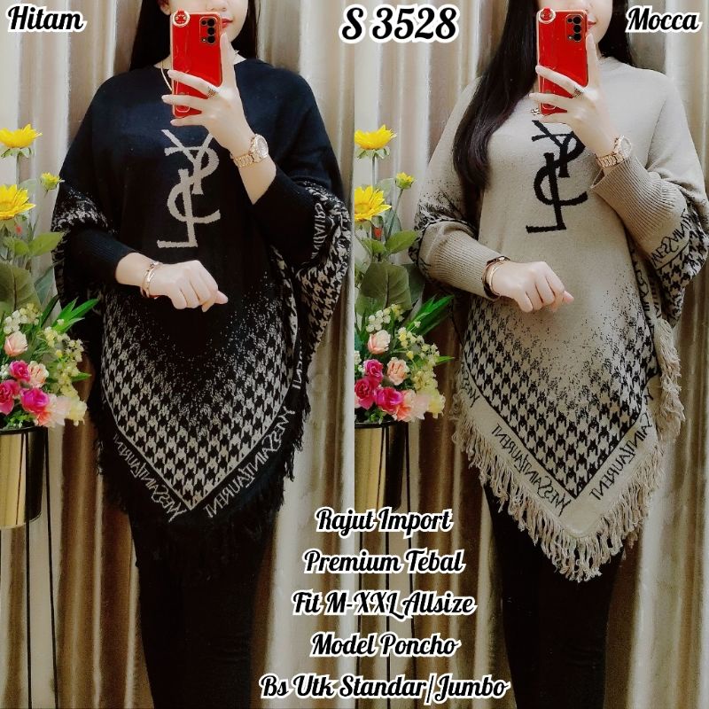 3528 Atasan Rajut Poncho YSLL Premium
