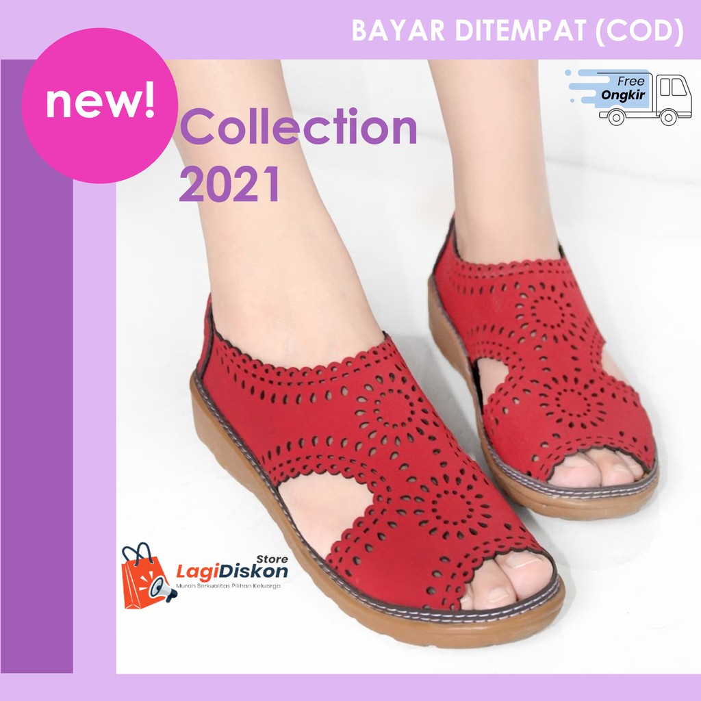 COD Sepatu Sandal Wanita Kulit Laser Sandal Cewek Kulit Laser Murah Berkualitas