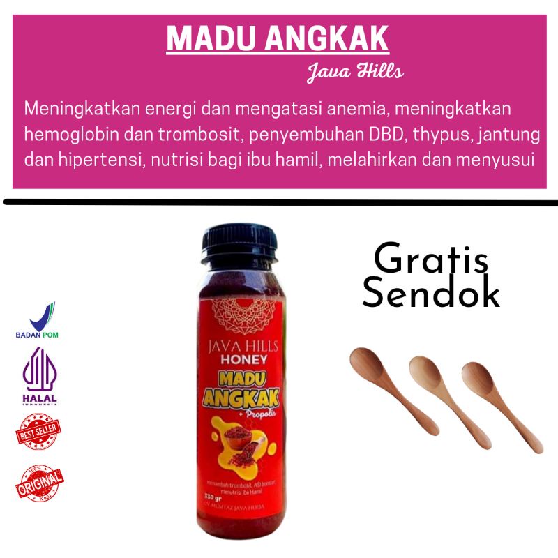 FREE SENDOK KAYU / MADU ANGKAK JAVAHILLS HONEY / JAVA HILLS / MADU ANGKAK / TROMBOSIT