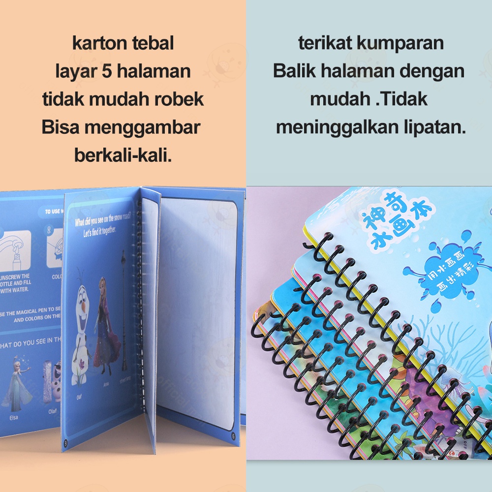 Lacoo Magic water book mainan edukasi dengan pen Buku gambar dan mewarnai anak Souvenir ultah ulang tahun anak