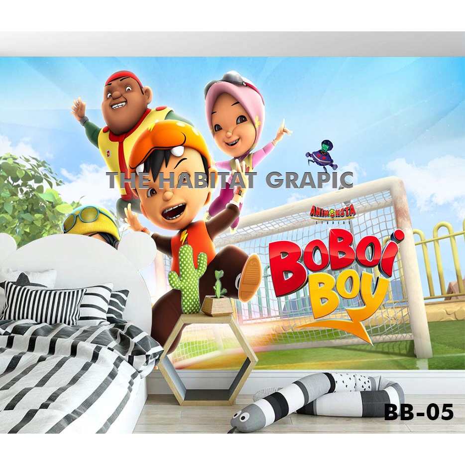 Wallpaper boboiboy -Wallpaper dinding Boboiboy kamar anak laki laki - wallpaper stiker dinding motif