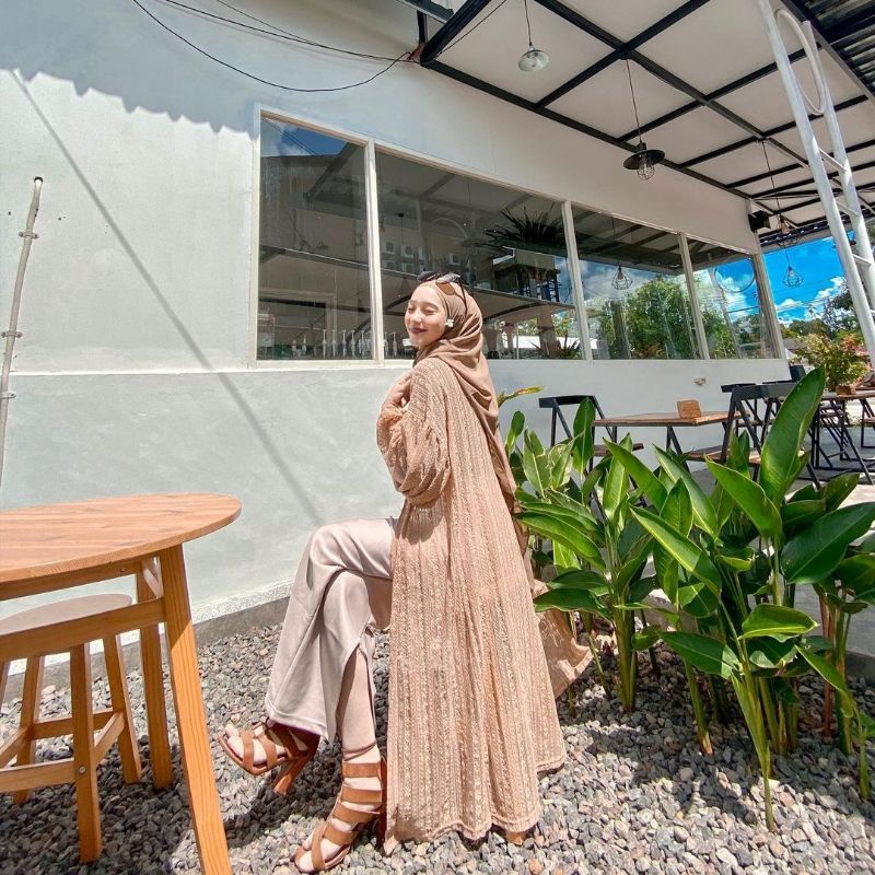 [ COD ] OUTER KARDI PANJANG BROKAT IMPORT / KARDIGAN OOTD PANTAI / OUTER LONG LENGAN BALON