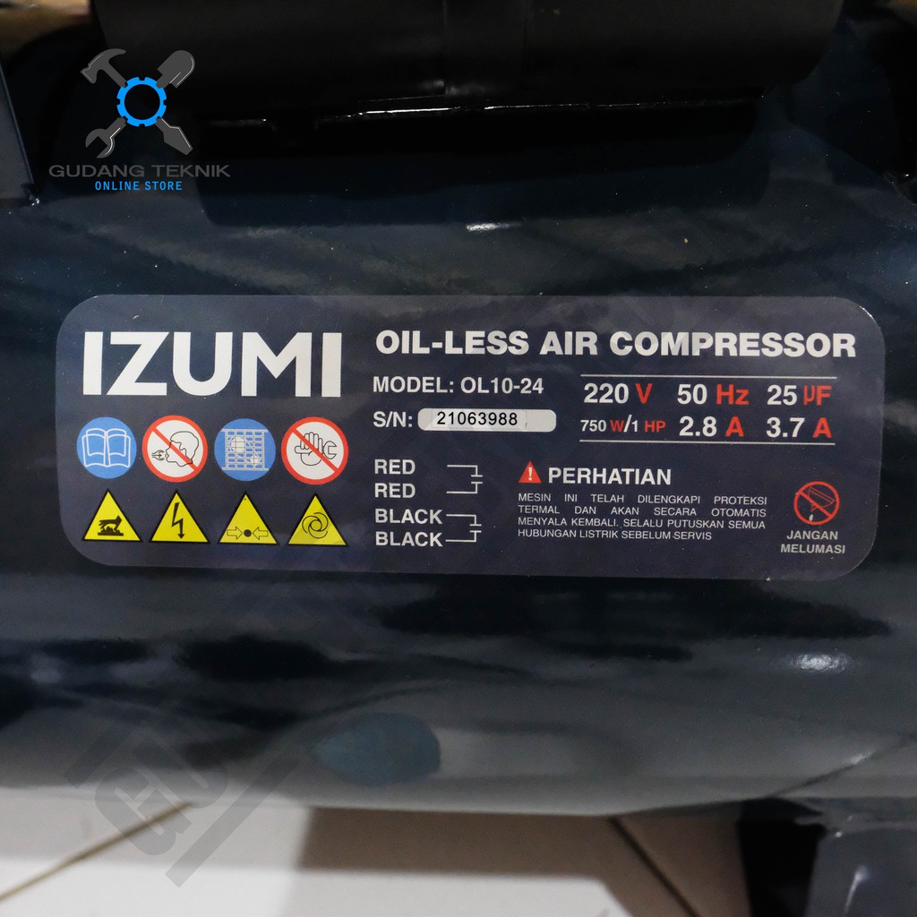 IZUMI KOMPRESOR ANGIN OILLESS 1HP OL1024 AIR COMPRESSOR IZUMI OL 1024 KOMPRESOR ANGIN 1HP 24 LITER