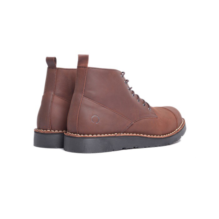 LIMITED OTIV Gama Dark Brown - Sepatu Boots Kulit Asli Pria