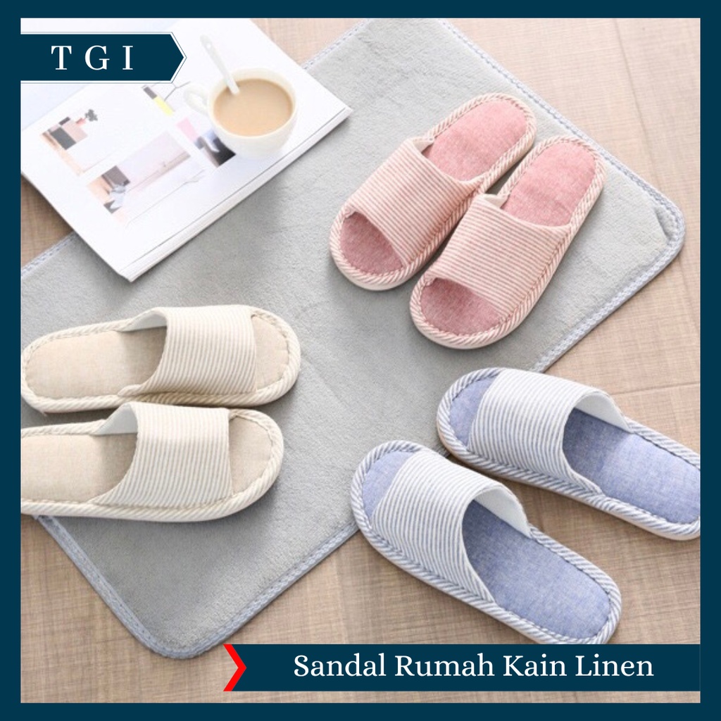 TGI - SANDAL RUMAH EMPUK NYAMAN ELEGAN MODIS / SANDAL KAMAR INDOOR HALUS MOTIF GARIS / SLIPPER SANDAL RUMAH KAIN EMPUK KAMAR TIDUR / SANDAL RUMAH PREMIUM