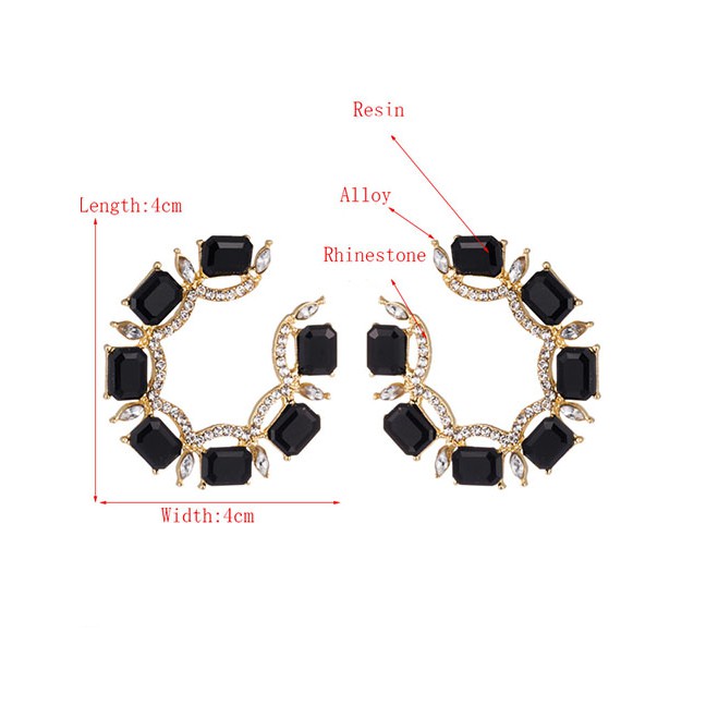 LRC Anting Tusuk Fashion Alloy Stud Earrings With Rhinestones D94869