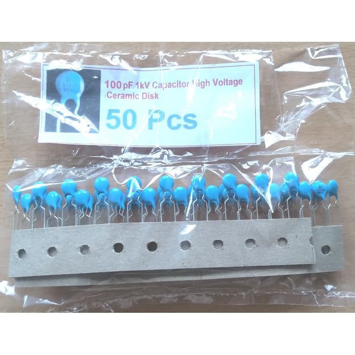 QTY 50 pcs Capacitor 101K 100Pf 1000V 1KV Biru Er~126