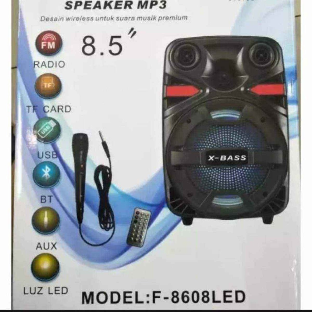Speaker Bluetooth F-8608/8607/8609 Bonus Mic FM Radio digital USB