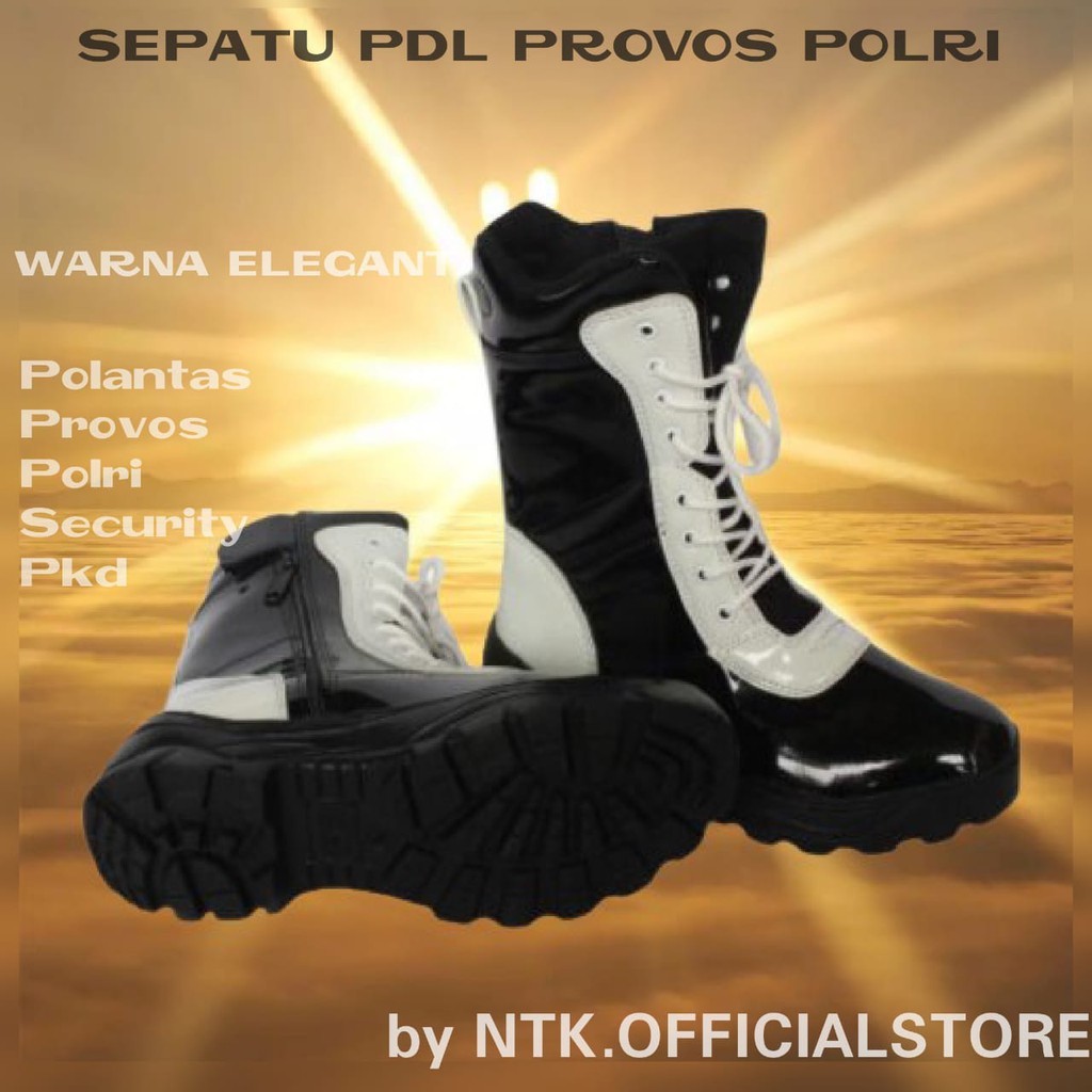 Sepatu Provos Polri Dinas Lapangan Polantas Polisi Security Hitam Putih Size 38 - 45 - PP02