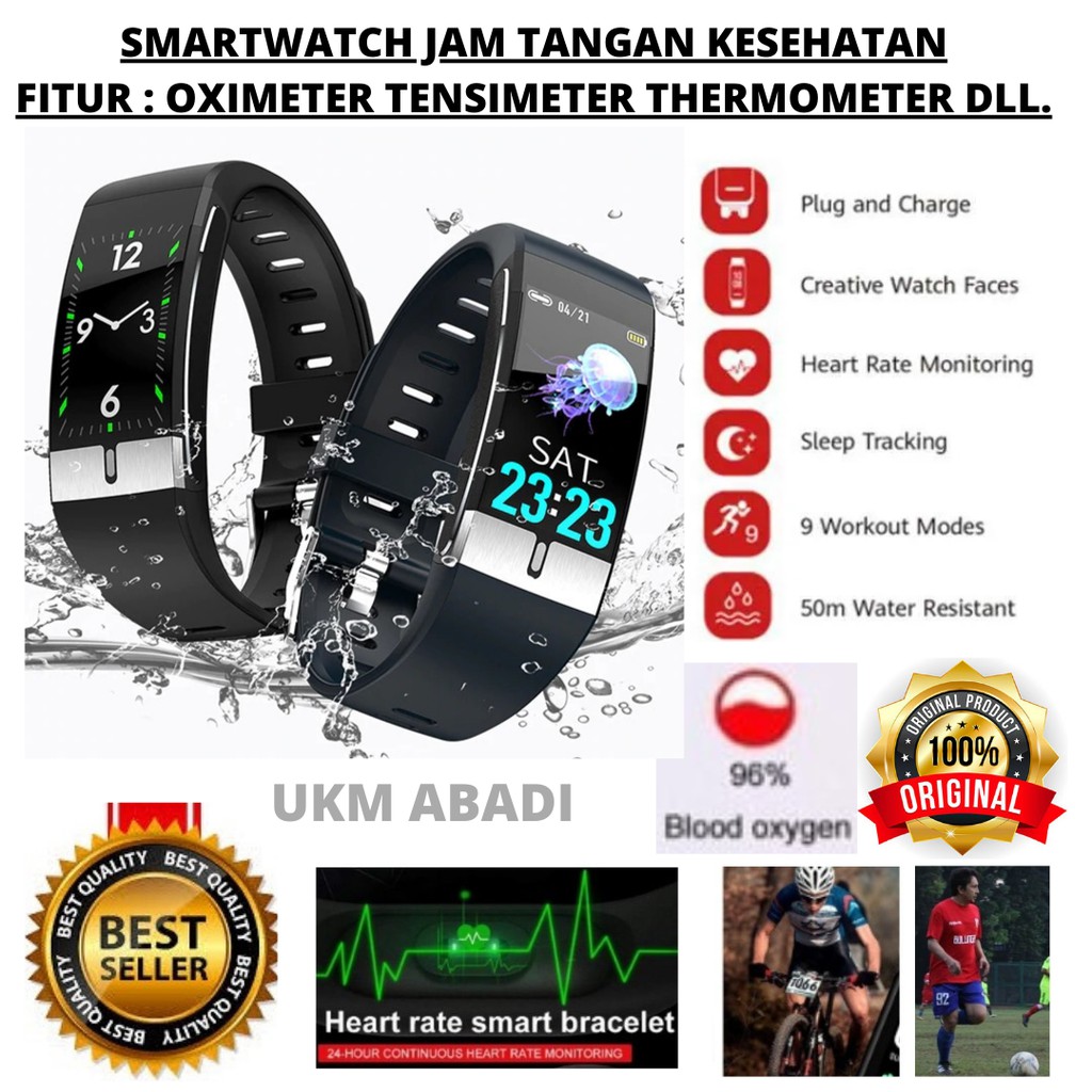 Original Smartwatch Bracelet Sport Tracker Jam Pintar Oximeter Tensimeter Thermometer  111101