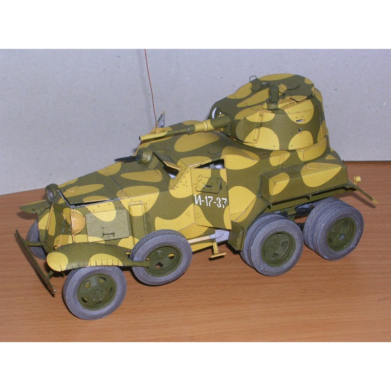 DIY Model Kertas Perang Dunia II Kendaraan Intai ringan Lapis Baja Uni Soviet BA-10M