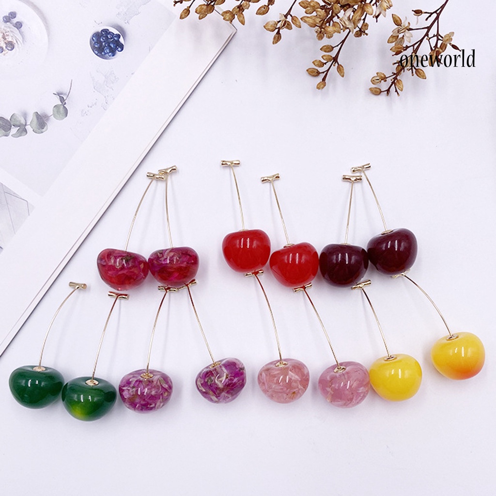 OW# 1 Pair Women Sweet Cherry Fruit Pendent Earrings Studs Jewelry Accessories Gift