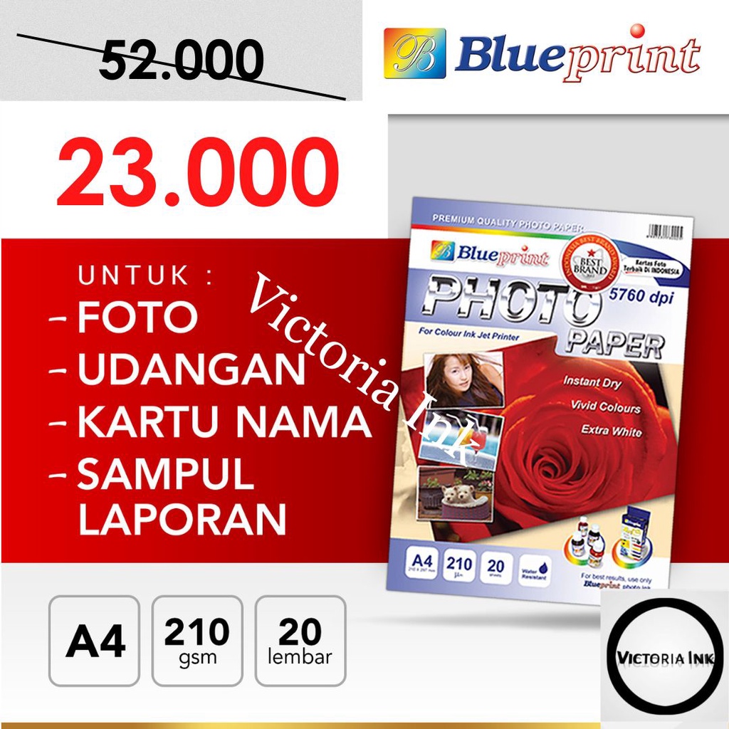 Kertas Foto Blueprint Glossy 210gsm // Kertas Foto Glossy A4 A3 210 gsm // Kertas Foto Blueprint A4 210gsm // Kertas Foto Blueprint 210gram // Photo Paper Blueprint A4 210gsm A3 210gsm // Kertas Foto Blueprint A3 210gsm