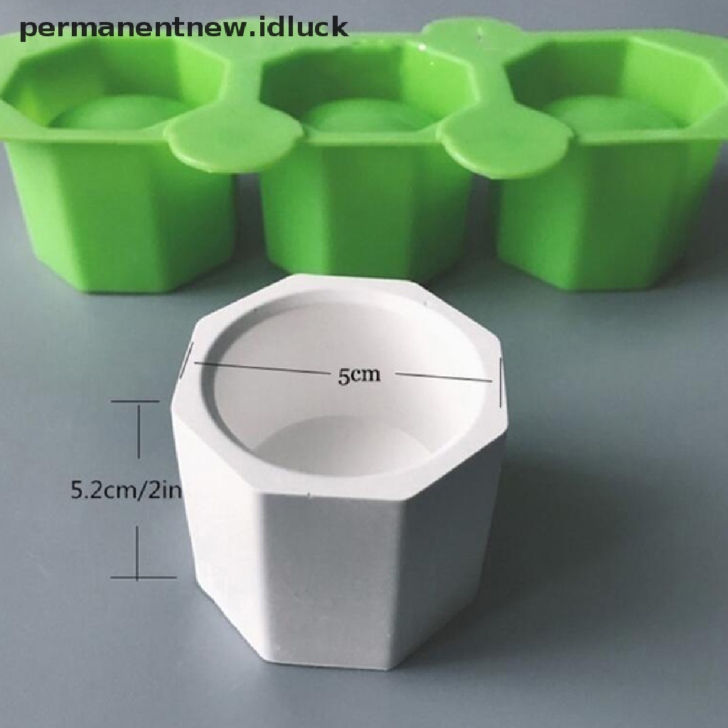 Cetakan Pot Bunga Sukulen Semen Bentuk Geometris Bahan Silikon Tanah Liat