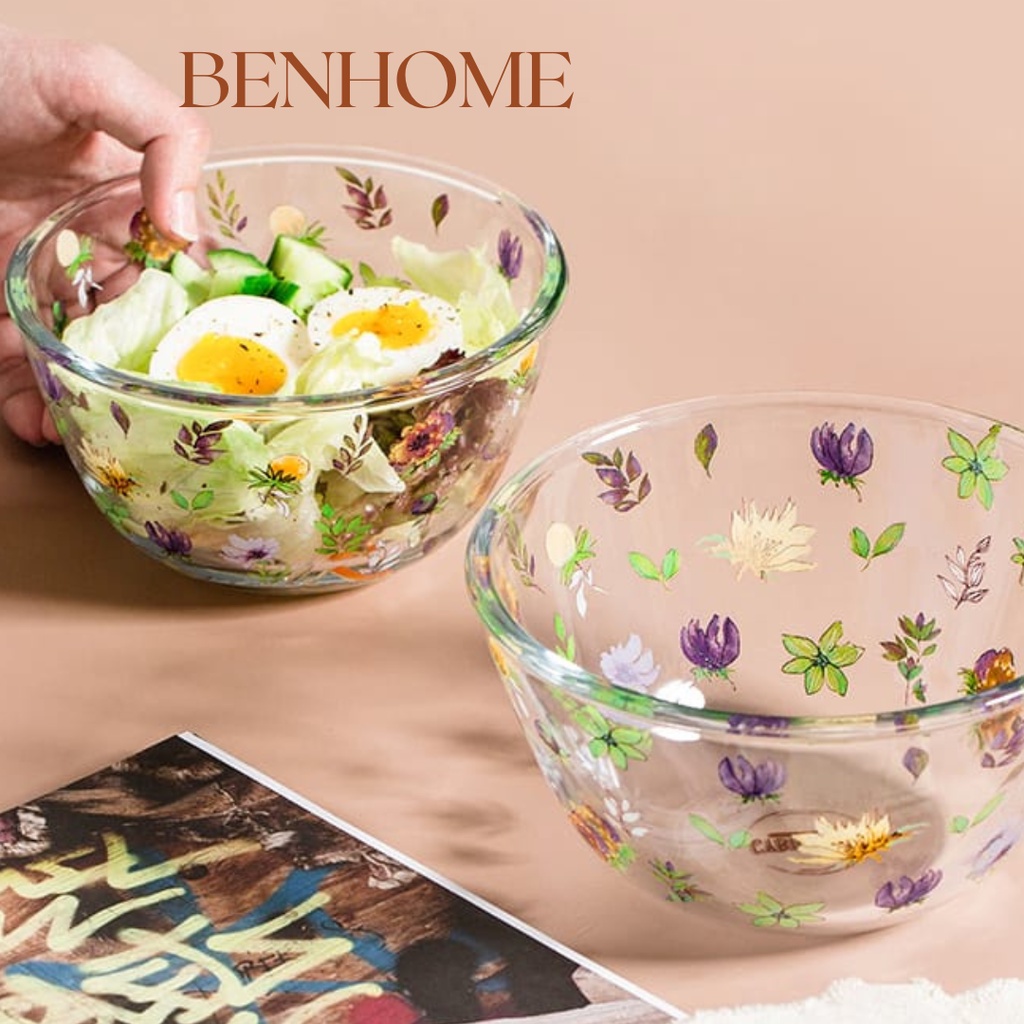 Mangkuk Kaca Bulat Tahan Panas Round Glass Salad Bowl Mangkok Saji Kaca Borosilikat Microwave Oven 2